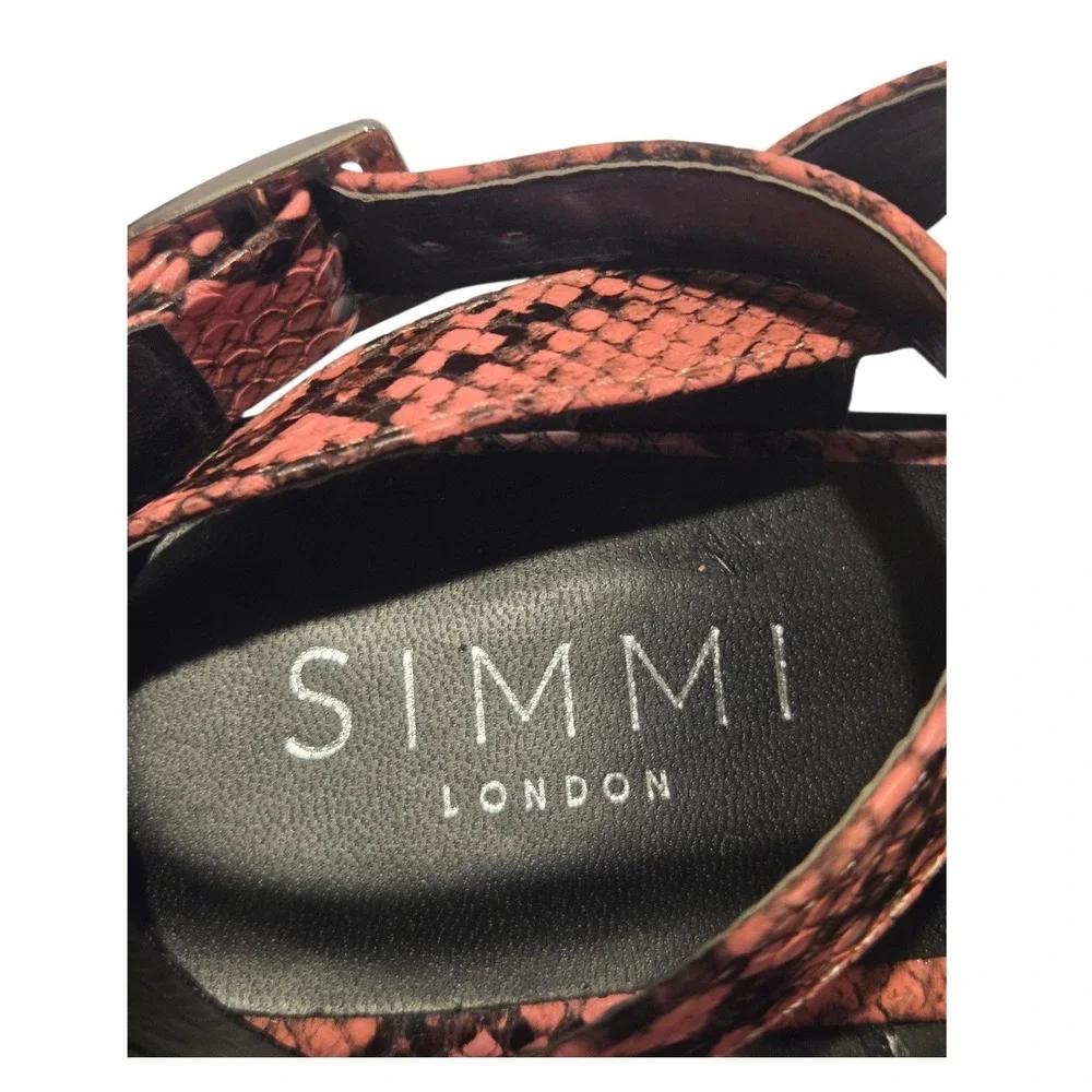 Simmi London Mazey Black & Pink Snake Effect Flatform Sandals